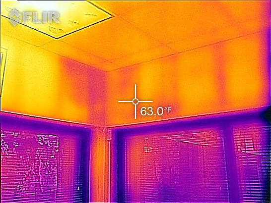 Thermal image of termite trails in the walls of the living room.